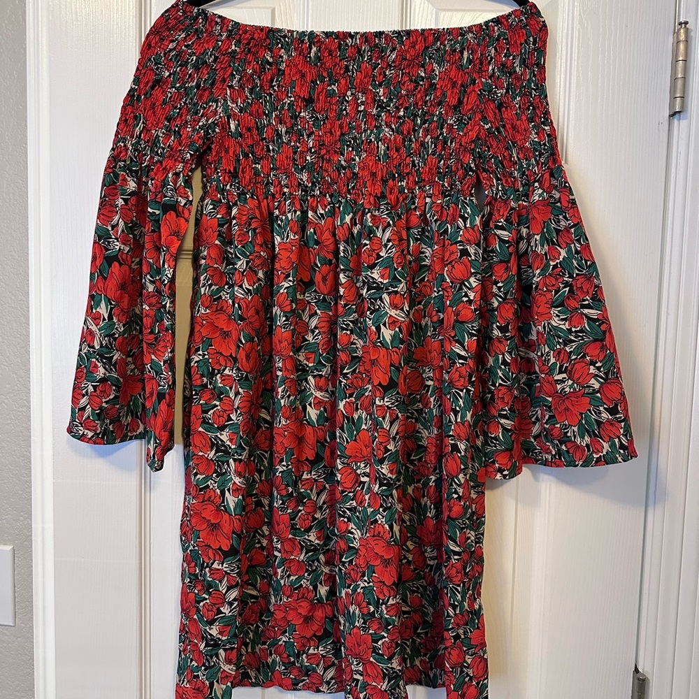 Floral OTS Swing Dress